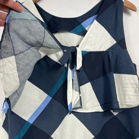 Ann Taylor Linen Blend LG Tank Top Plaid Boxy Coastal Lightweight Careerwear - Picture 4 of 16